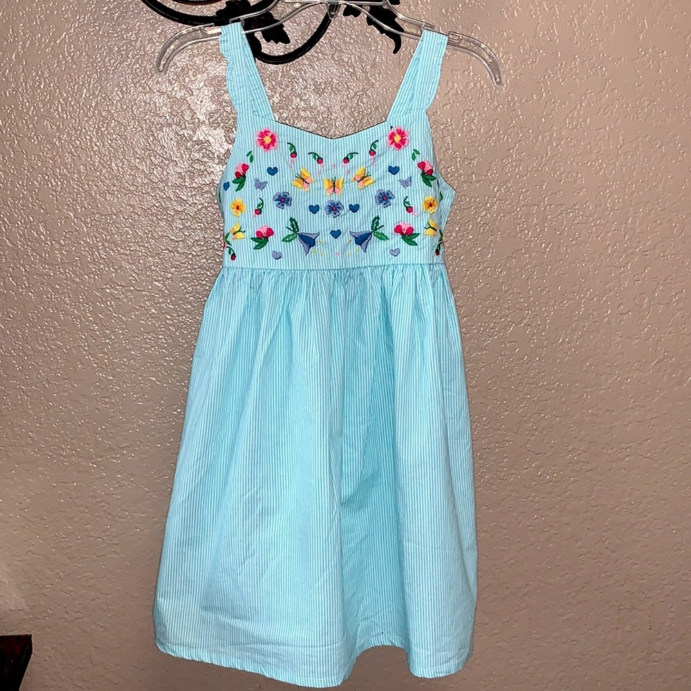 Teal Striped Girl Dress 8